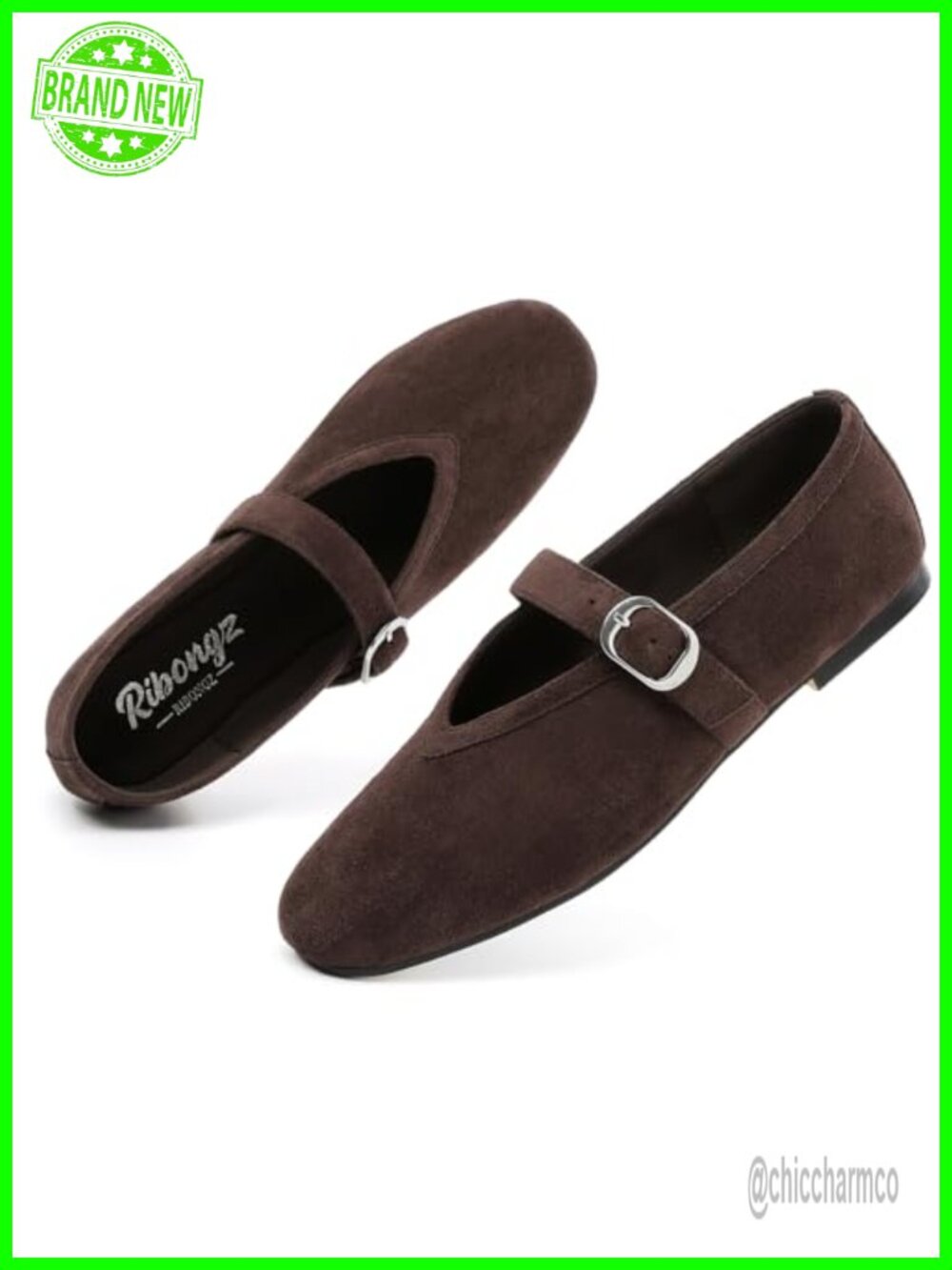 Women's Foldable Ballet Mary Jane Flats Round Toe Dress Shoes Suede Slip-On